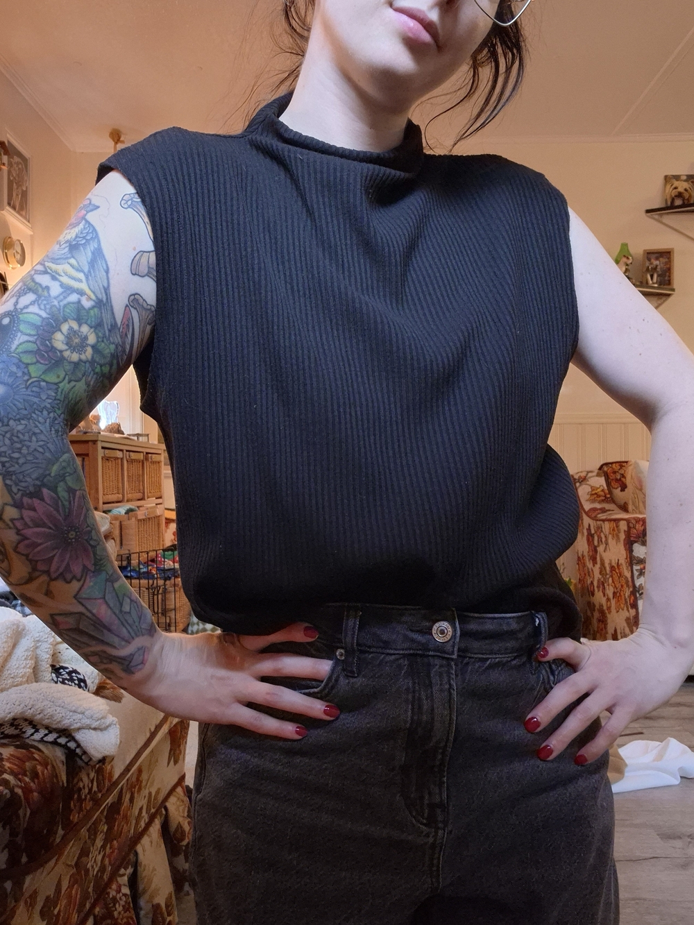 Flat ribbing mock-neck cami SIMONS VISION